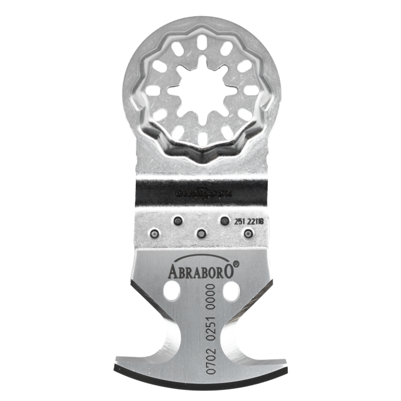 Multi-function cutter blade for multi tool, carpet, PVC, and roofing materials, STARLOCK mount, metal, ABRABORO