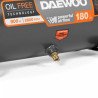 Oil-free compressor DAEWOO DAC 180S 0.9 kW, 170 l/min, 8 bar, 8 l tank, 2 cylinders, brushless motor, low noise, IP21, 1/4 inch