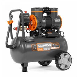 Безмасляный компрессор DAEWOO DAC 240S 1,45 кВт 250 л/мин 8 бар 24 л, 2 цилиндра, безщёточный двигатель, 2 быстросъёма, низкий ш