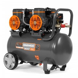 Oil-free compressor DAEWOO DAC 480S 2.9 kW 500 l/min 8 bar 50 l tank, 4 cylinders, 2 motors, 2 quick outlets, IP21, wheels