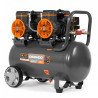 Bezeļļas kompresors DAEWOO DAC 480S 2,9 kW 500 l/min 8 bar 50 l resīvers, 4 cilindri, 2 motori, 2 ātrie savienojumi, IP21, riteņ