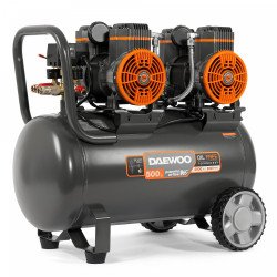 Oil-free compressor DAEWOO DAC 480S 2.9 kW 500 l/min 8 bar 50 l tank, 4 cylinders, 2 motors, 2 quick outlets, IP21, wheels