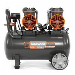 Oil-free compressor DAEWOO DAC 480S 2.9 kW 500 l/min 8 bar 50 l tank, 4 cylinders, 2 motors, 2 quick outlets, IP21, wheels