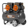 Oil-free compressor DAEWOO DAC 480S 2.9 kW 500 l/min 8 bar 50 l tank, 4 cylinders, 2 motors, 2 quick outlets, IP21, wheels