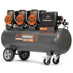 Oil-free compressor DAEWOO DAC 720S 4.35 kW 750 l/min 8 bar 100 l tank, 6 cylinders, LCD controller, dryer, IP21, wheels