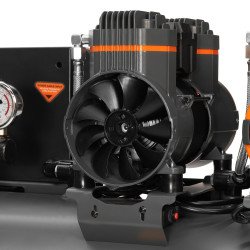 Oil-free compressor DAEWOO DAC 720S 4.35 kW 750 l/min 8 bar 100 l tank, 6 cylinders, LCD controller, dryer, IP21, wheels