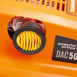 Воздушный компрессор DAEWOO DAC 50D 1,5 кВт 169 л/мин 8 бар 50 л, 2 манометра, 2 соединителя, 230 В, колёса, окно масла