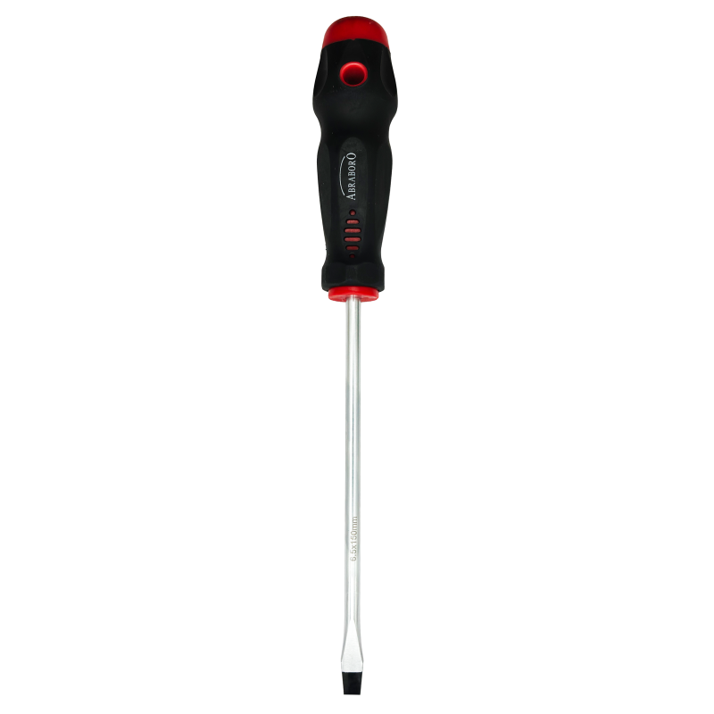 Screwdriver with ergonomic two-component handle and black tip, CrV steel, ABRABORO Screwdriver with ergonomic two-component handle and black tip, CrV steel, ABRABORO