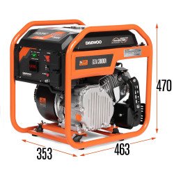 Invertora benzīna ģenerators DAEWOO GDA 3800i 3,8 kW 230 V, 3,5 kW nominālā jauda, 223 cm3, 8 l tvertne, vara tinums