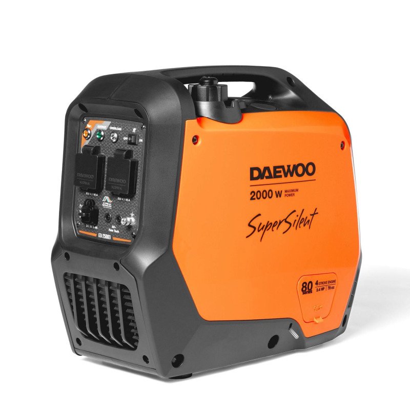 Invertora benzīna ģenerators DAEWOO GDA 2500Si 2,0 kW 230 V, 1,8 kW nominālā jauda, USB 5 V, 4 l tvertne, vara tinums