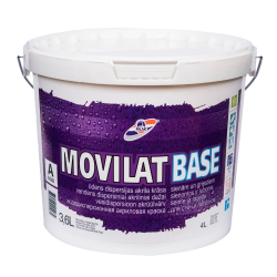 MOVILAT BASE gruntskrāsa 0,9L 3,6L 9L, akrila dispersija sienām, griestiem, apmetumam, betonam, ģipškartonam