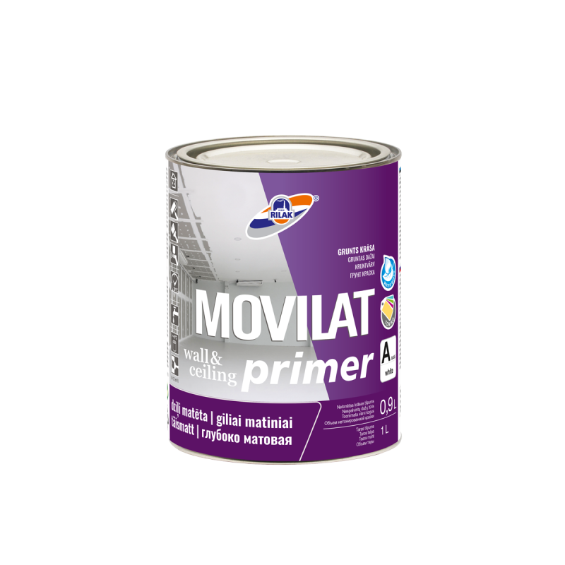 MOVILAT PRIMER primer paint for walls, ceilings and metal, deep matt, moisture-resistant, tintable Base A, high adhesion, washab
