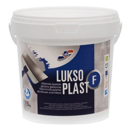 LUKSOPLAST F akrila špaktele iekšdarbiem, balta, viegli slīpējama, līdz 2 mm slānim minerālām virsmām-gatava lietošanai