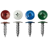 Plakanās galvas montāžas skrūve lokšņu metāla stiprināšanai, RR krāsu pārklājums, tērauds