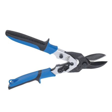 Tin snips for straight and right cuts, 260 mm, hardened steel blades with ergonomic non-slip BGS handles