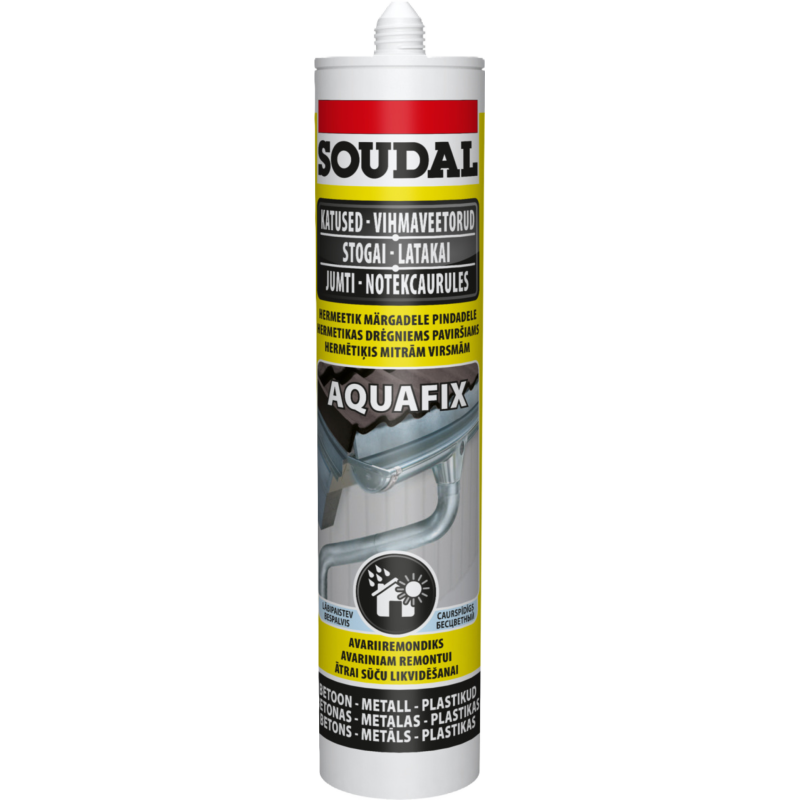 AquaFix ūdensnecaurlaidīgs hermētiķis un līme, caurspīdīgs, mitrām virsmām un āra darbiem, 280 ml AquaFix ūdensnecaurlaidīgs hermētiķis un līme, caurspīdīgs, mitrām virsmām un āra darbiem, 280 ml