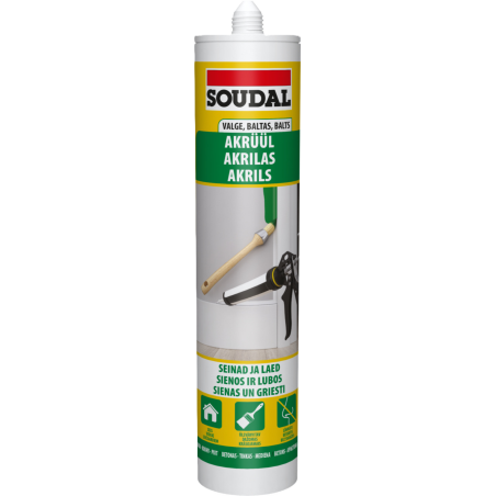 Souda Acrylic Sealant, balts akrila hermētiķis, iekštelpām, sienu un griestu šuvēm, 300 ml