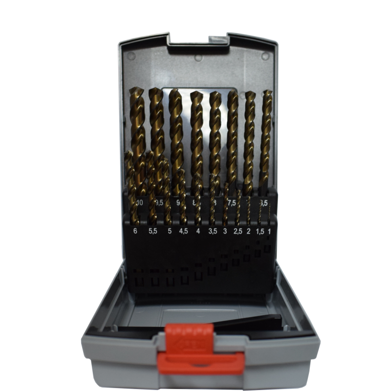 Drill bit set for metal drilling, HSS-G, with ground and blackened finish, in plastic case