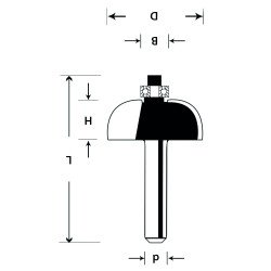 Фреза пазовая полукруглая с подшипником TCT 8 mm