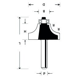 Фреза для калёвки с подшипником TCT 8 mm