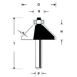 Фреза Bevel Trim TCT, хвостовик 8 mm