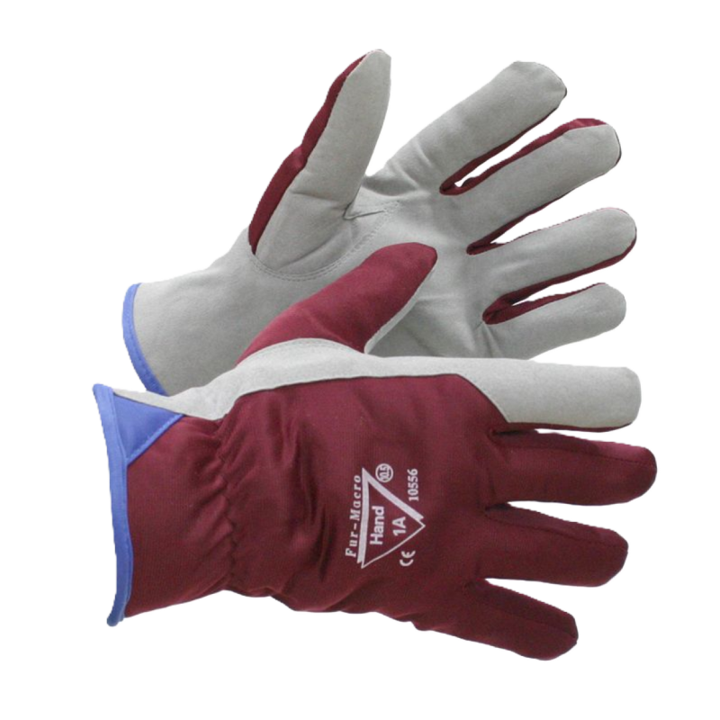 Winter work gloves, synthetic leather (Macrolite), insulated, reinforced palm and fingers, for cold outdoor tasks