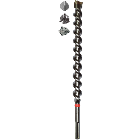 SDS Max concrete drill bits with 2, 3 and Y-cutter tips, Twinmax spiral, for reinforced concrete, ABRABORO