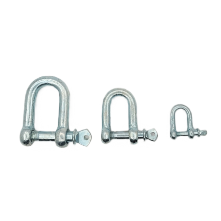 Dee shackle with screw pin, zinc-plated steel, for chains and ropes, DIN 82101