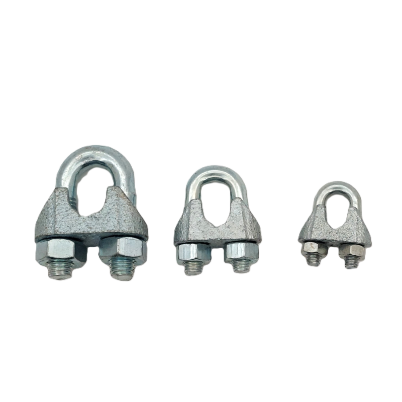 Wire rope clamp with double bolt, zinc-plated steel, for cable fastening, DIN 741