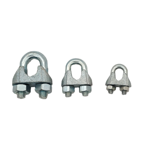 Wire rope clamp with double bolt, zinc-plated steel, for cable fastening, DIN 741