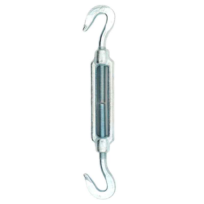 Spriegotājs ar āķa-āķa savienojumu, cinkots tērauds, trošu spriegošanai, DIN 1480