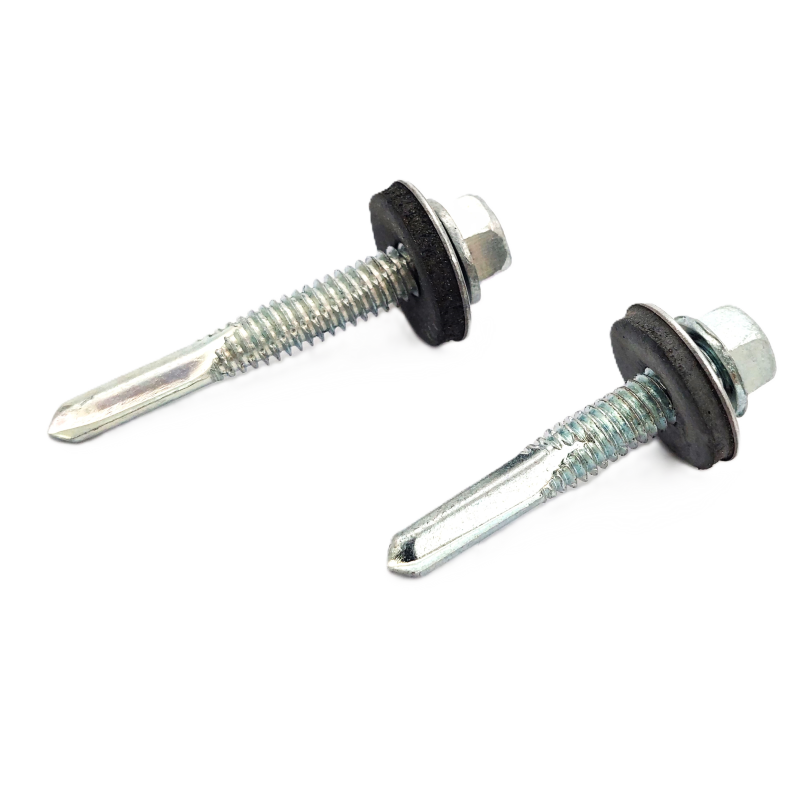 Self-drilling screw with hex head and EPDM washer, zinc-plated steel, for metal fastening