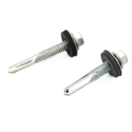 Self-drilling screw with hex head and EPDM washer, zinc-plated steel, for metal fastening