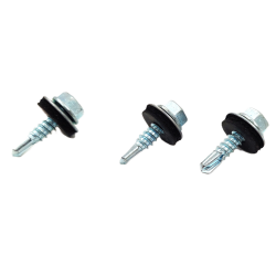 Self-drilling roofing screw with hex head and EPDM washer, 4 mm drill tip, zinc-plated steel