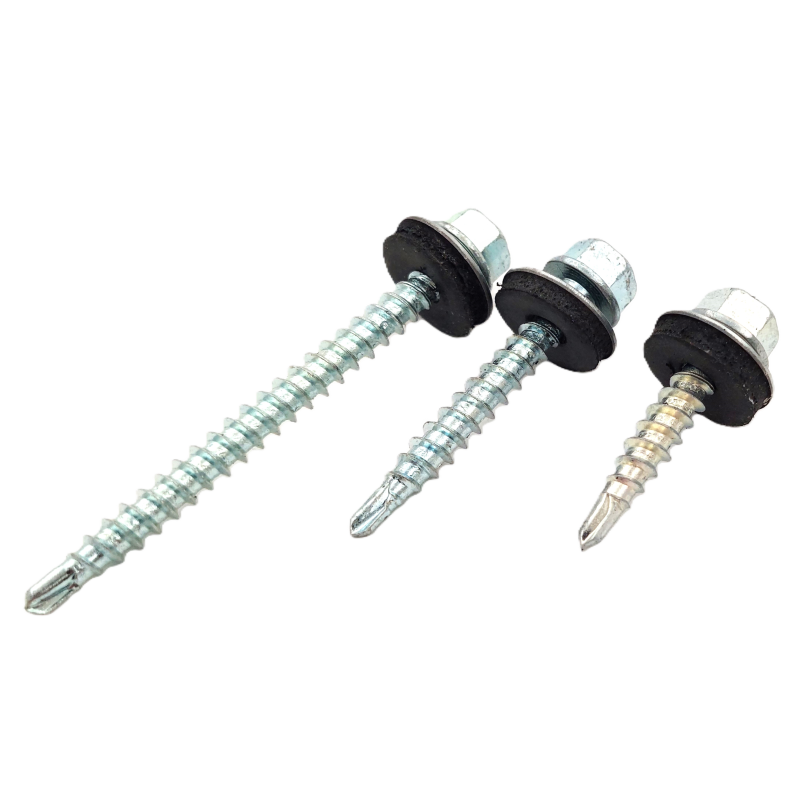 Self-drilling roofing screw with hex head and EPDM washer, 2 mm drill tip, zinc-plated steel Self-drilling roofing screw with hex head and EPDM washer, 2 mm drill tip, zinc-plated steel