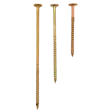 Construction screw with Torx flange head for heavy-duty wood joints, zinc-coated steel