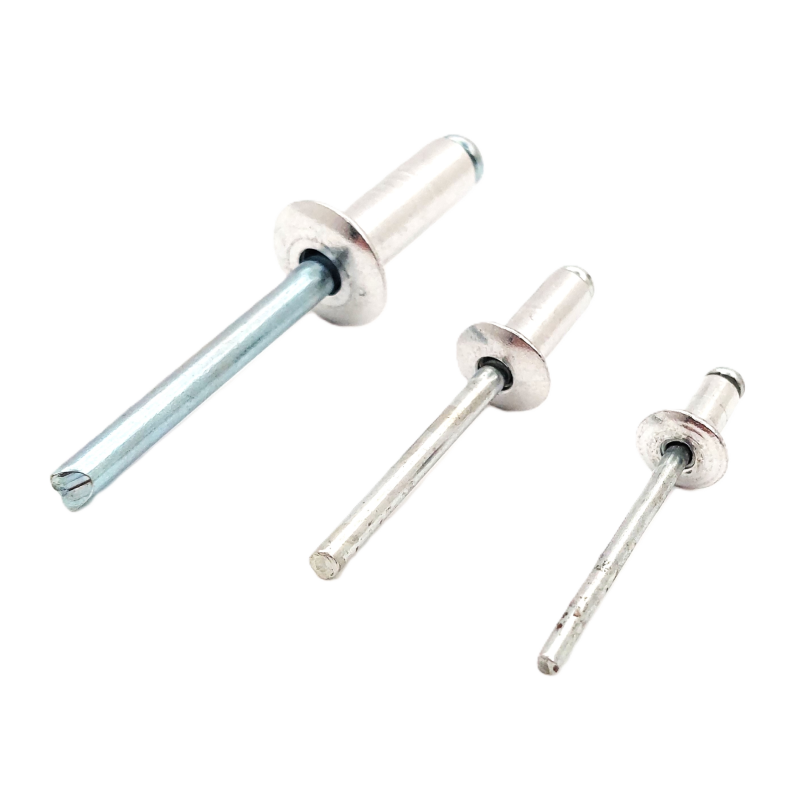 Blind rivet with aluminum body and steel mandrel for single-side fastening,