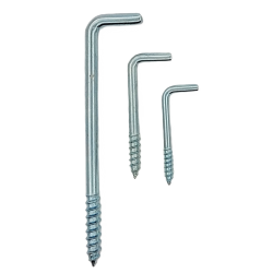 L veida āķveida skrūve ar koka vītni, cinkots tērauds, koka konstrukciju stiprinājumiem iekštelpās un ārā