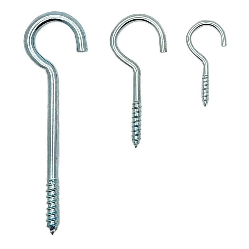 Āķveida skrūve ar koka vītni, cinkots tērauds, koka konstrukciju stiprinājumiem iekštelpās un ārā