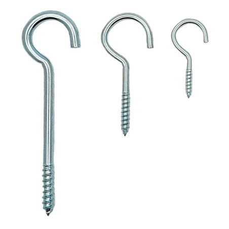 Āķveida skrūve ar koka vītni, cinkots tērauds, koka konstrukciju stiprinājumiem iekštelpās un ārā