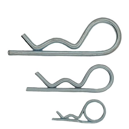 Spring cotter pin, DIN 11024, zinc-plated steel, for shaft and joint locking in mechanical applications