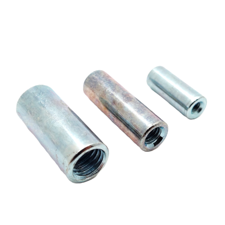Coupling nut DIN 6334, round extended design, zinc-plated steel
