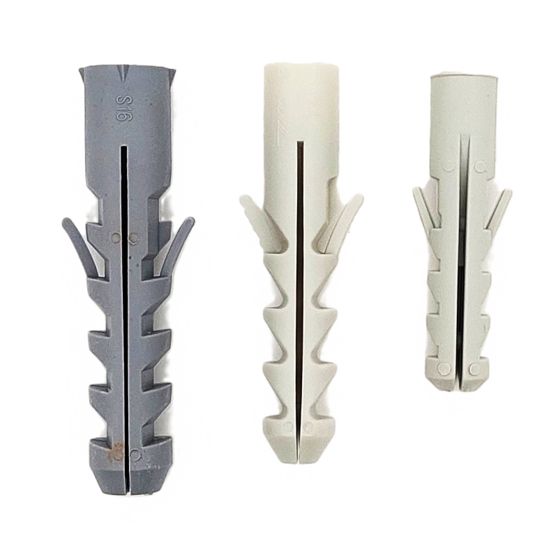 Plastic wall plug for fastening, universal type with expansion wings Plastic wall plug for fastening, universal type with expansion wings