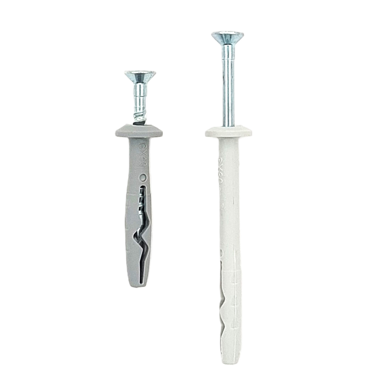Nail plug for fastening, nylon body with steel nail, cylindrical head Nail plug for fastening, nylon body with steel nail, cylindrical head