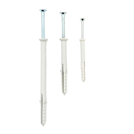 Nail plug for fastening, nylon body with steel nail, countersunk head