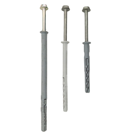 Frame fixing plug with DIN 571 screw, hex head with Torx, nylon body for fastening