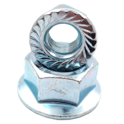 Flange nut with serrations DIN 6923 zinc plated (M4–M33), self-locking and vibration resistant