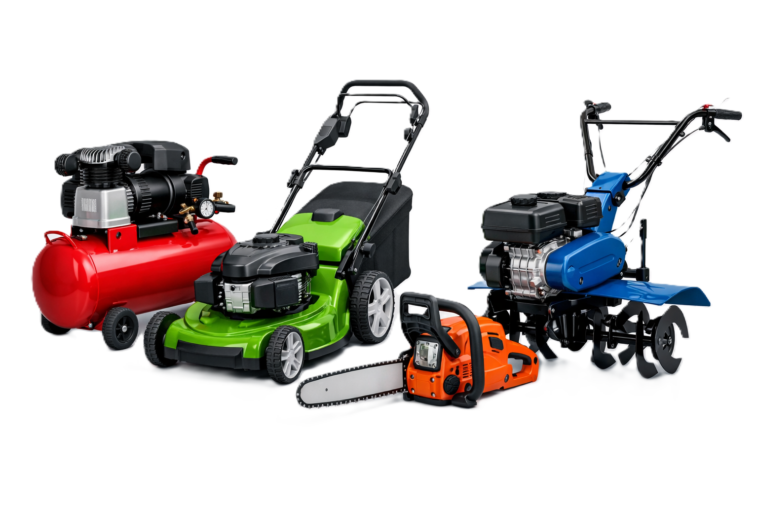 Garden equipment, power tools, and water supply for home and garden